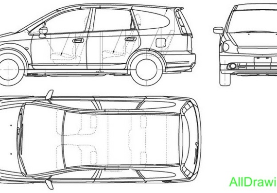 Honda Stream (2005) (Хонда Стрим (2005)) - чертежи (рисунки) автомобиля